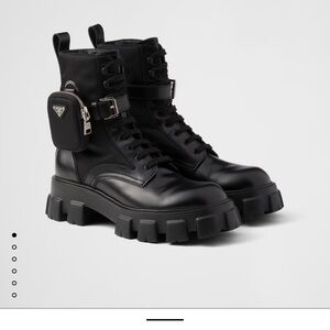 Prada Black Combat Boots with Pouch